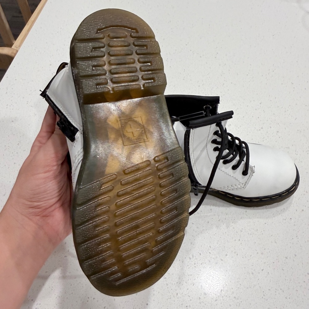 Dr. Martens 1460 Youth 9 White Combat Boots | Mini Grunge Alt Kid Capsule Zip - Picture 3 of 6